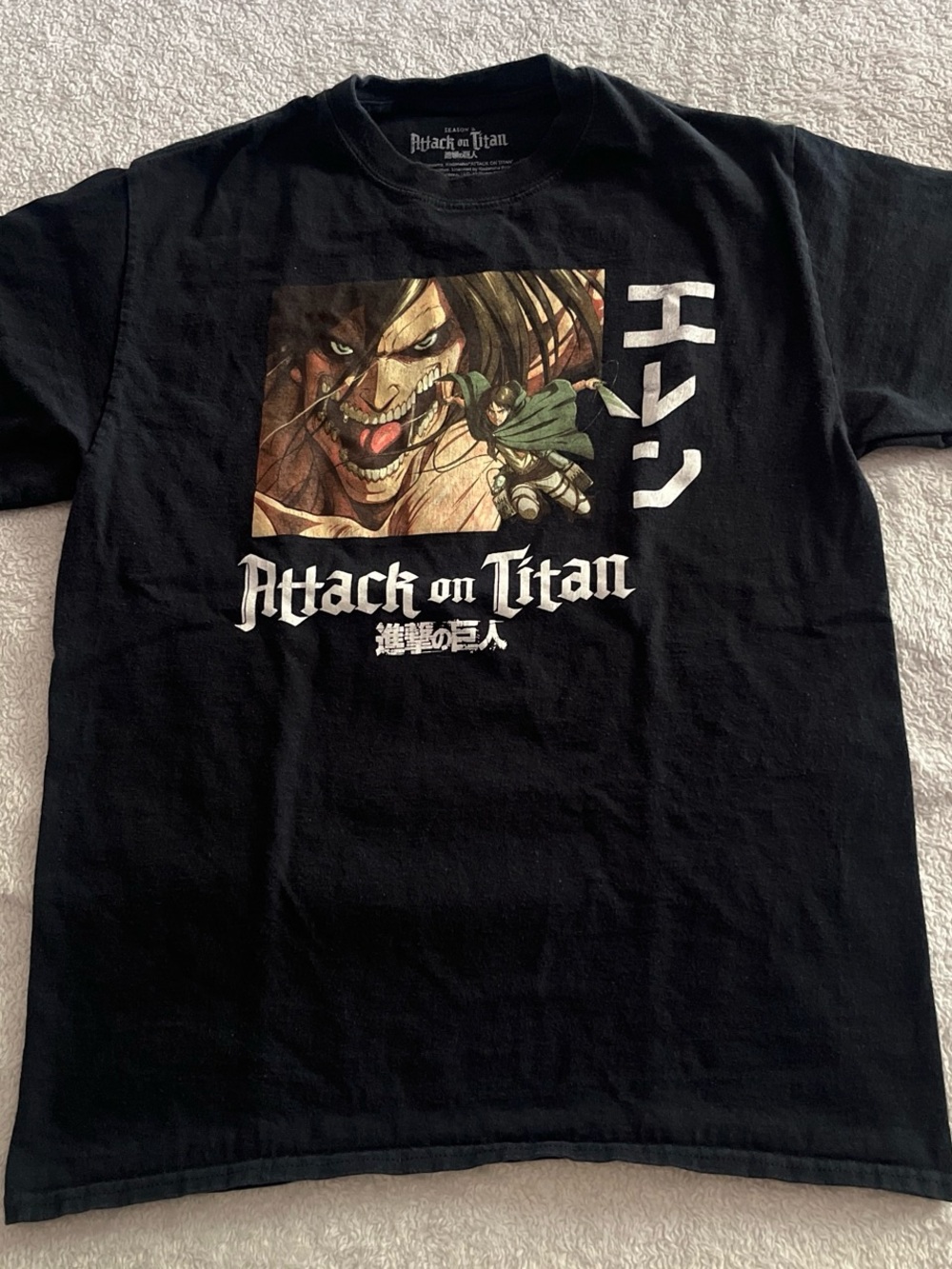Ripple Junction Black Attack on Titan Graphic Tee with Multicolor Illustration